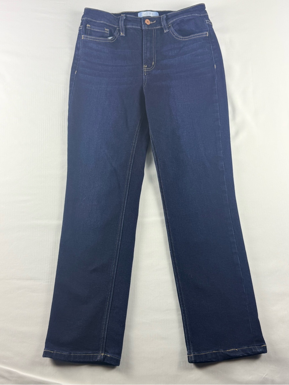 Vervet Dark Wash Straight Leg Jeans Hemmed Women's Size 28 Stretch Denim EUC